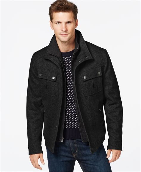 michael kors wool blend military style coat mens|MICHAEL Michael Kors Wool Blend Military Coat Men’s Large.